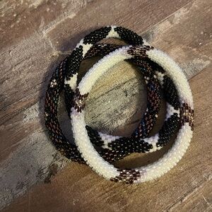 Women’s Set of Three Beaded Multi Pattern Bracelets